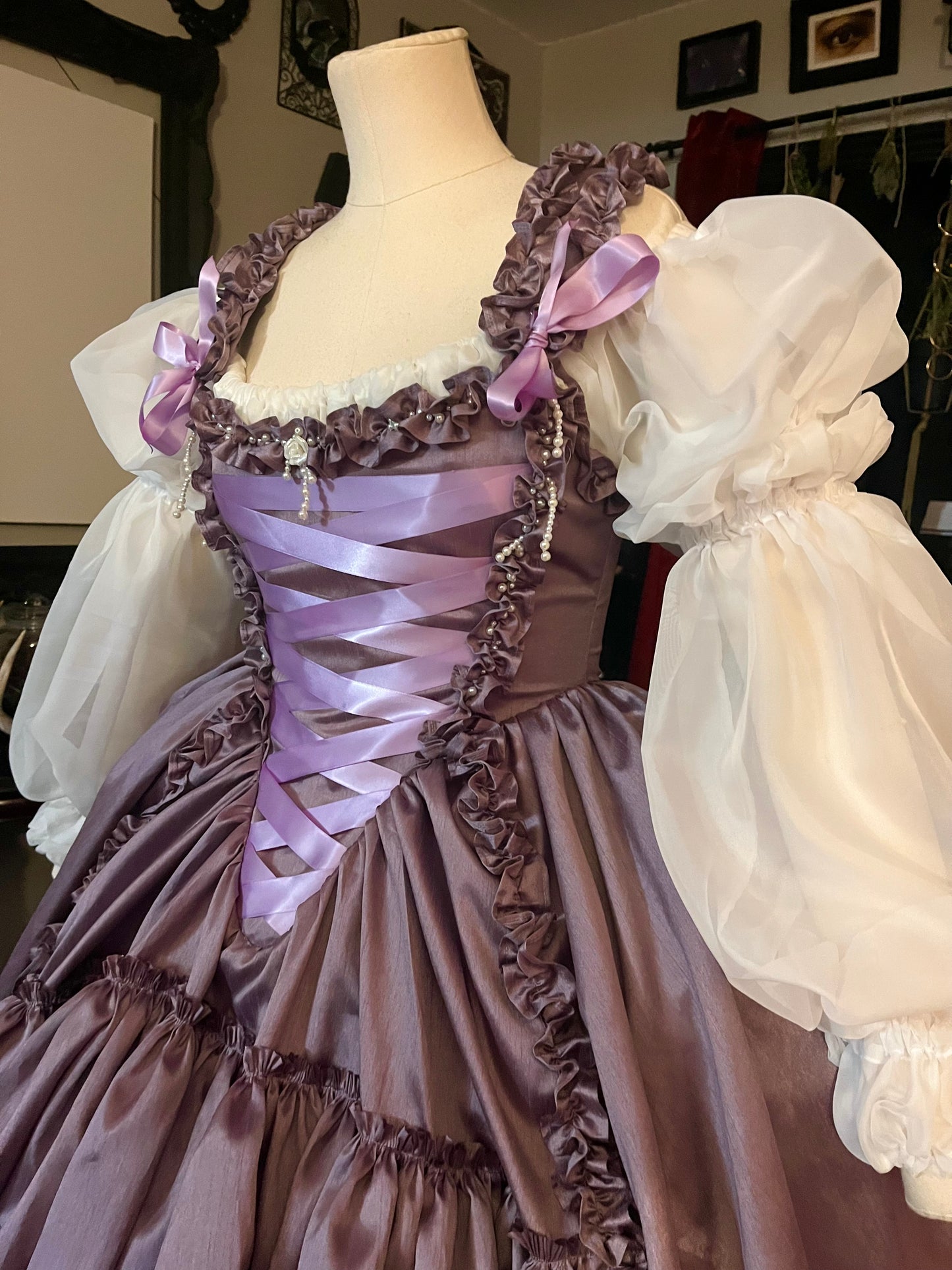 Lilac and pearls ruffled gown - one of a kind size Medium