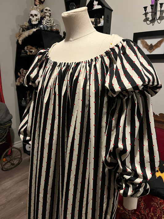 Stripes and hearts upcycled chemise S-L