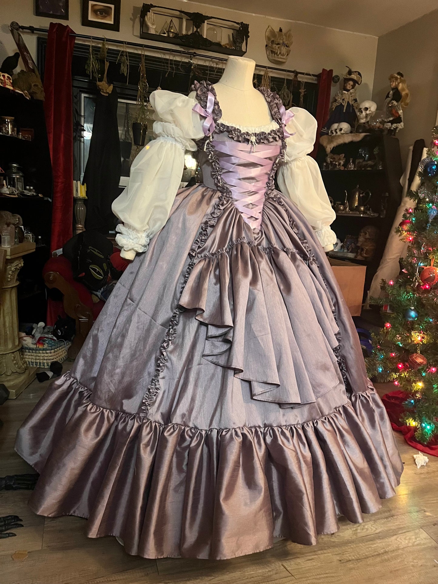 Lilac and pearls ruffled gown - one of a kind size Medium