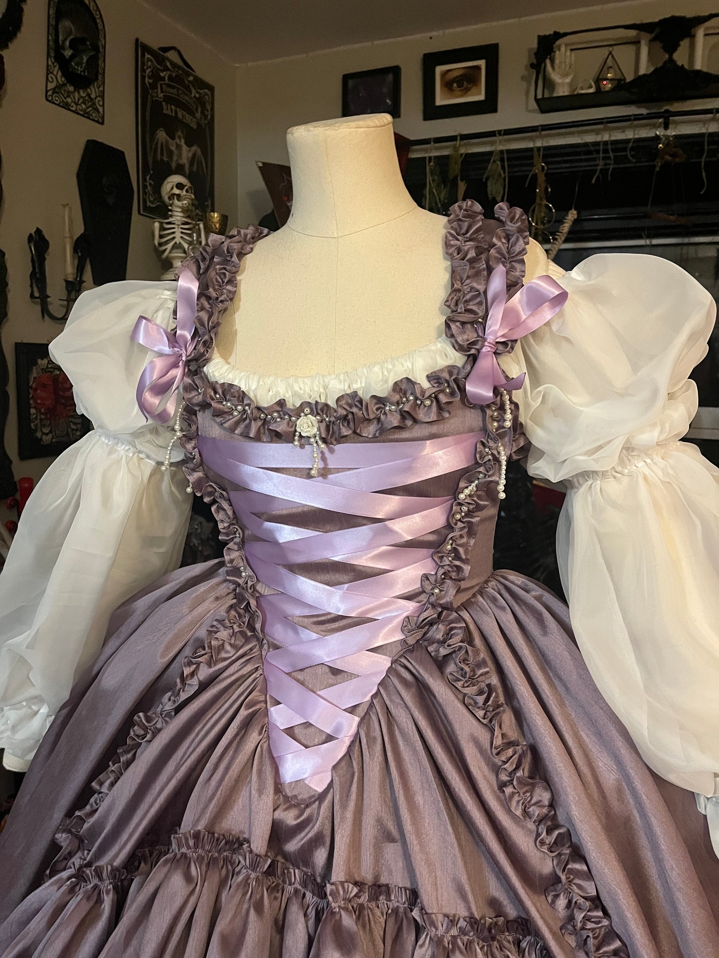 Lilac and pearls ruffled gown - one of a kind size Medium