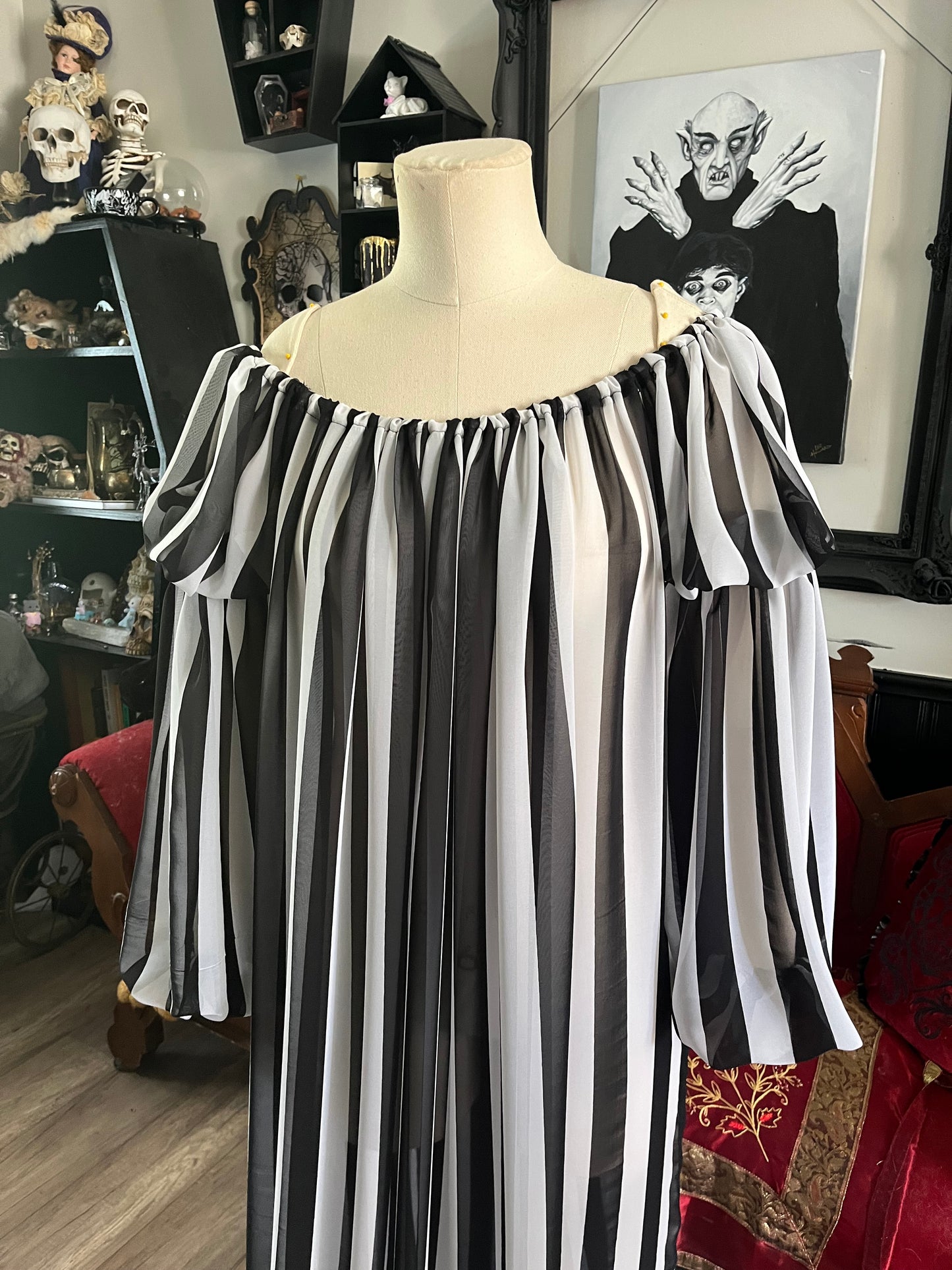 Striped chiffon chemise