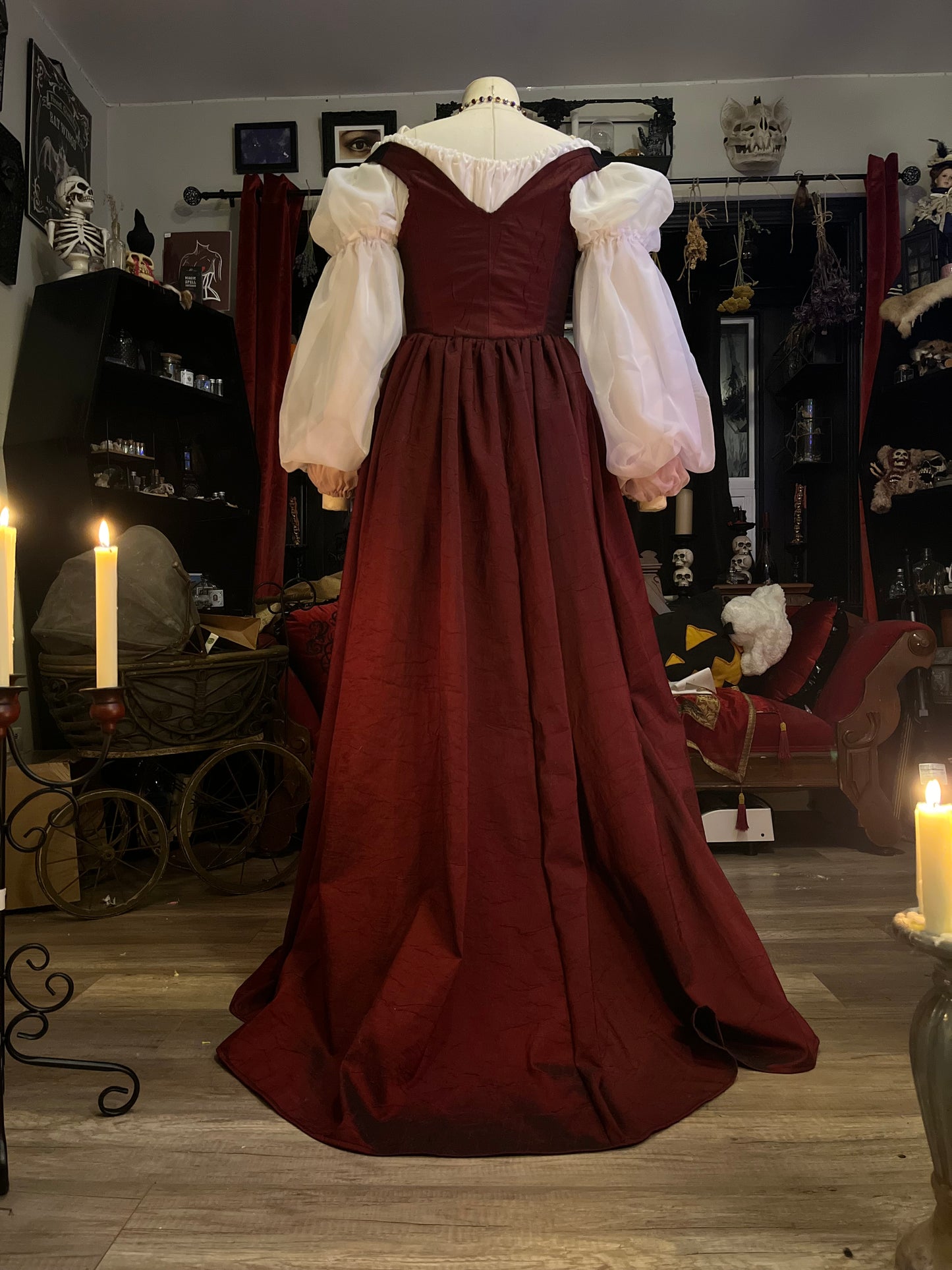 Corset Over Dress - Medium Dark Red - Off the shoulder