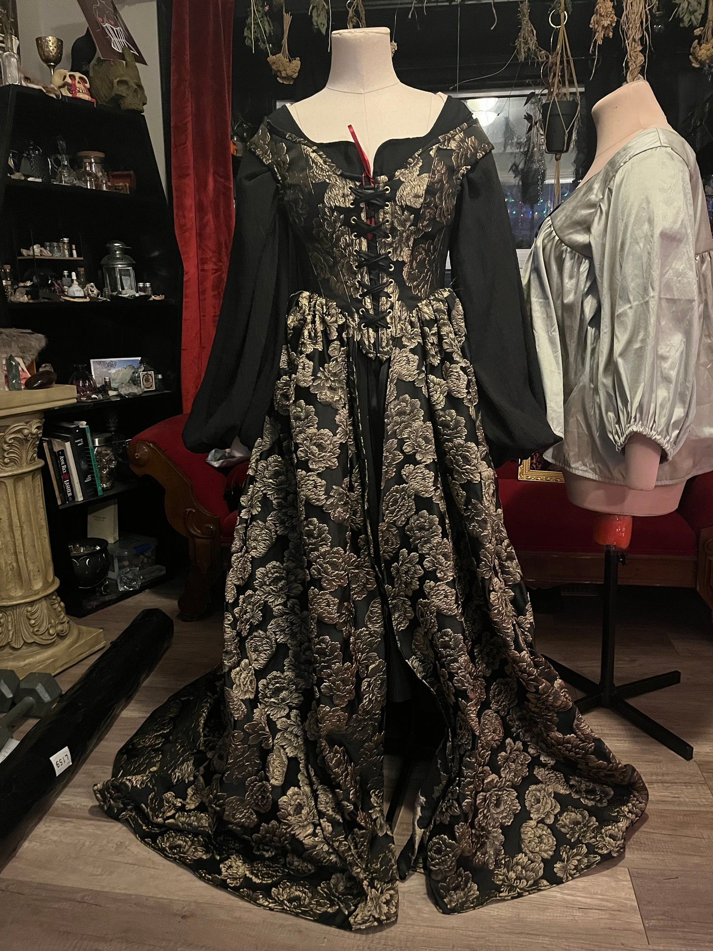 Gold Roses off the shoulder corset over dress - Medium