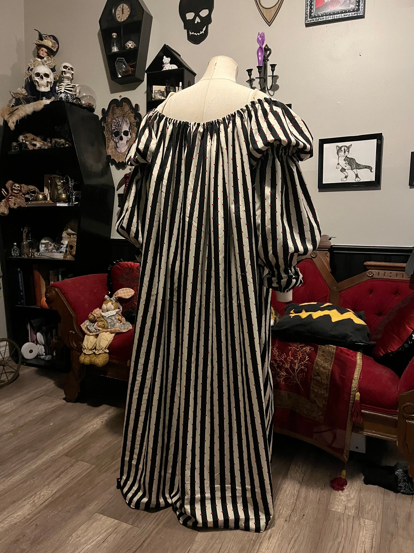 Stripes and hearts upcycled chemise S-L