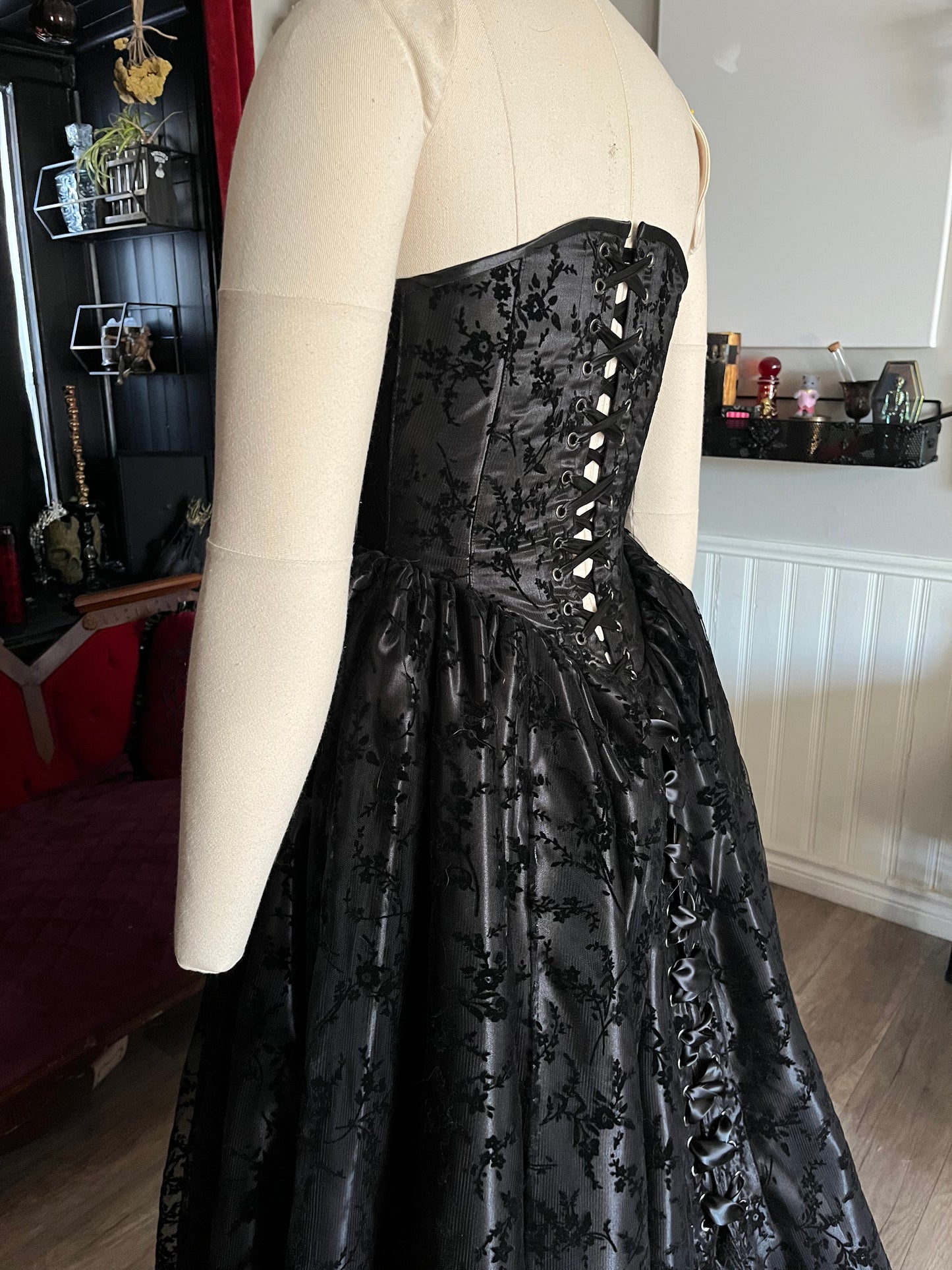 Persephone Gown in Black Velvet - 26” and 32” (medium and XL)