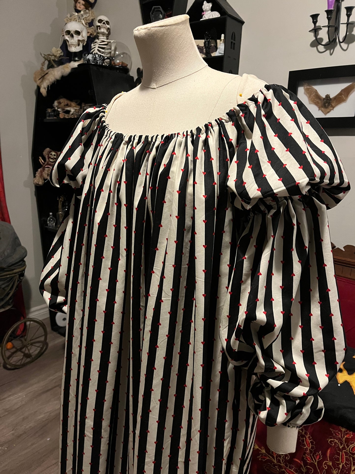 Stripes and hearts upcycled chemise S-L