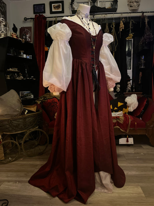 Corset Over Dress - Medium Dark Red - Off the shoulder