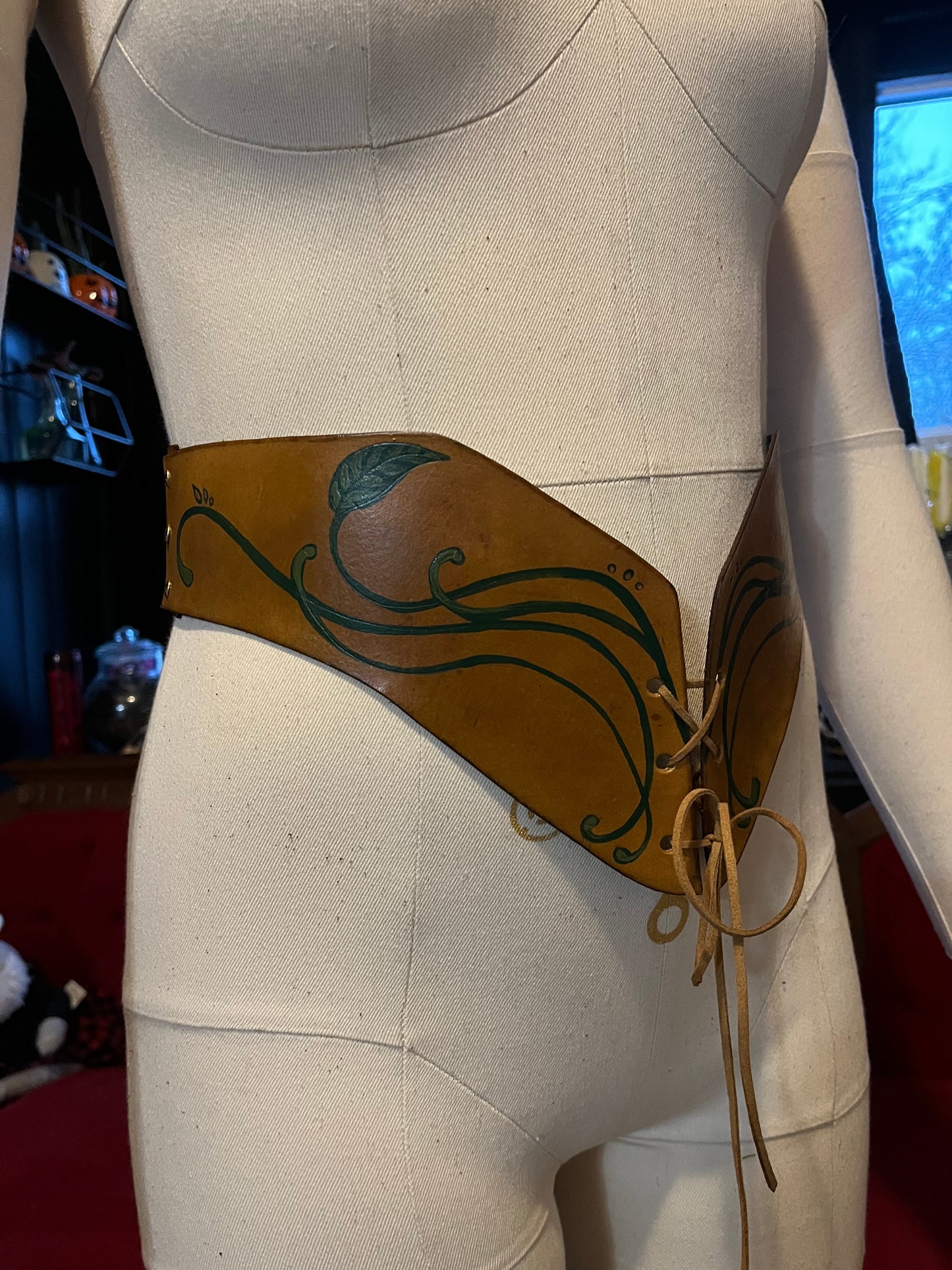 Leather Elven Belt - Hand painted version #4 - Medium