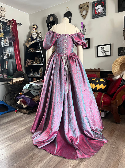 Pink and Blue colour shift corset gown