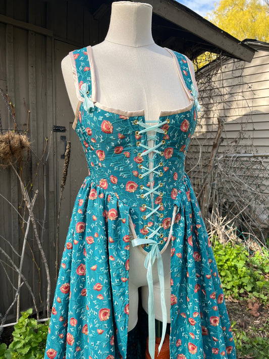 Teal embroidered overdress - one of a kind - Medium
