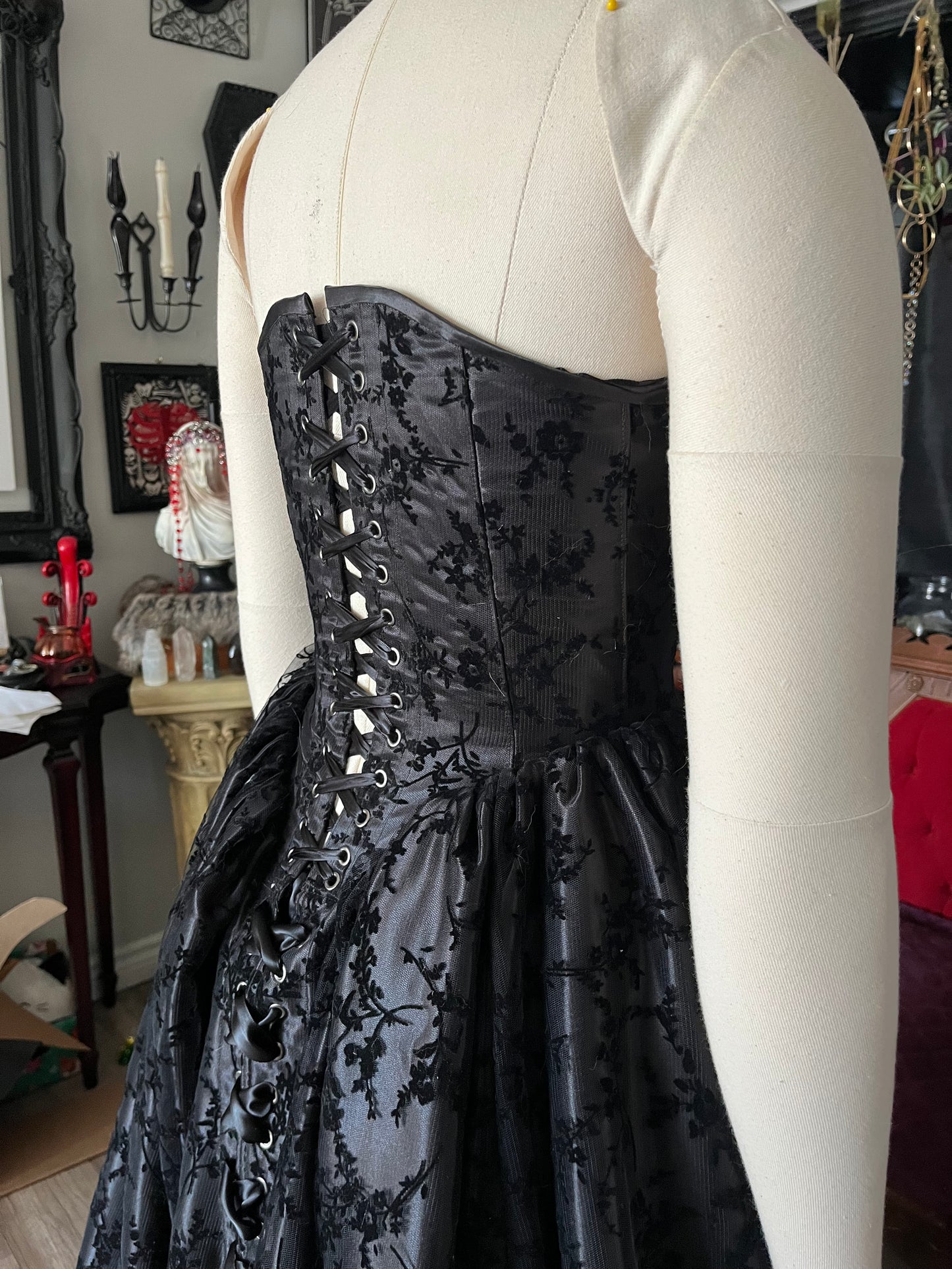 Persephone Gown in Black Velvet - 26” and 32” (medium and XL)