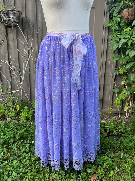 Lilac over skirt - calf length - adjustable waist