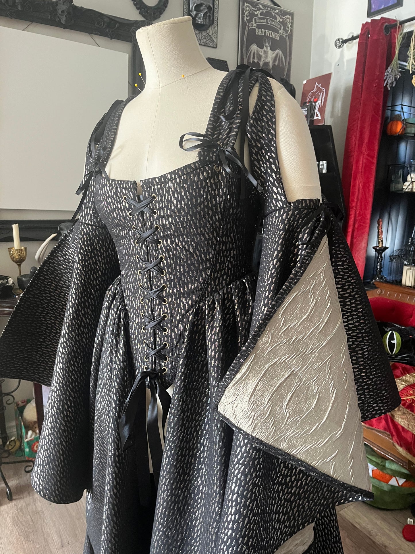 Copper and Black Corset over dress - 2 sizes available