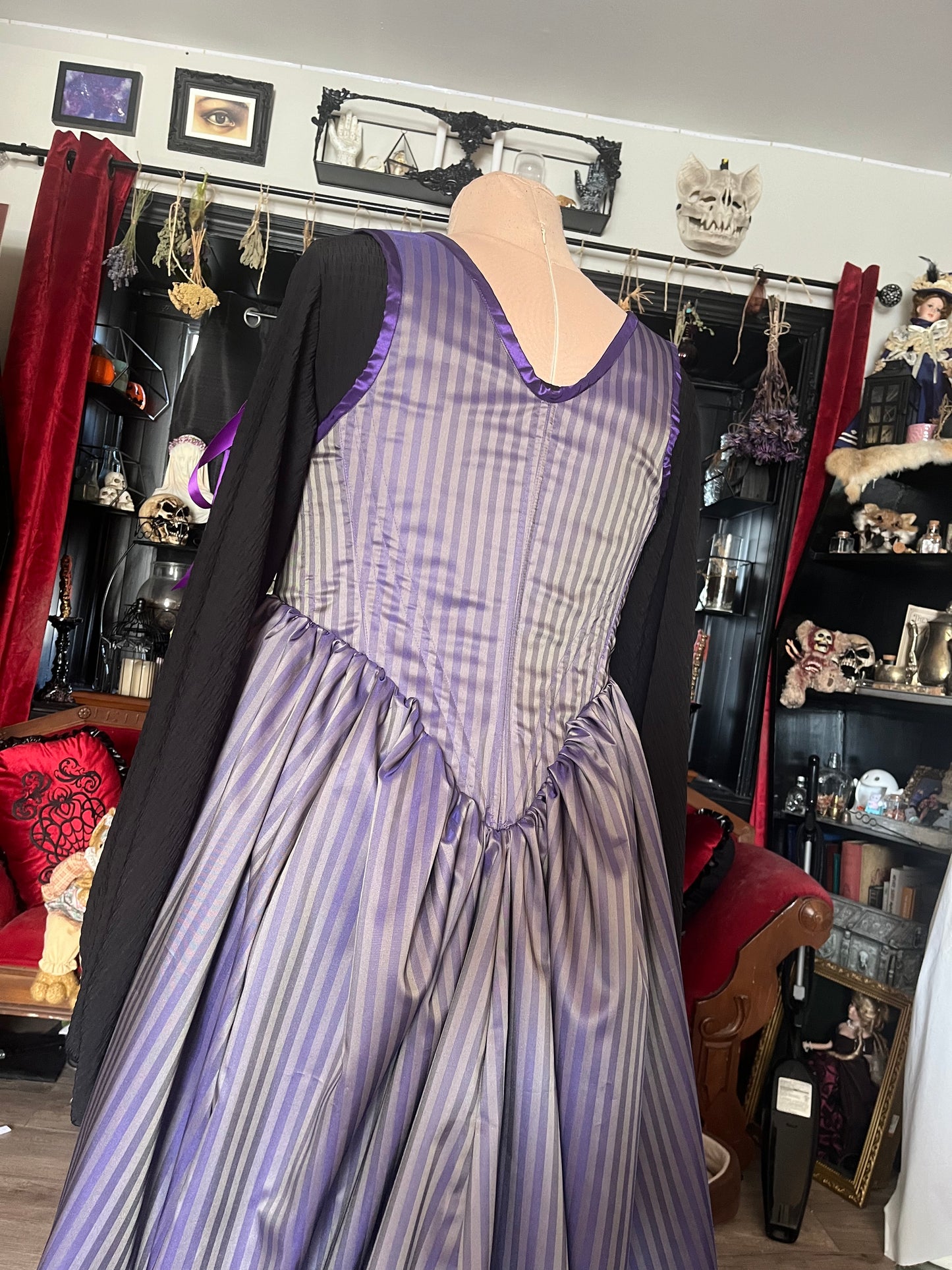 Corset Over Dress - Purple stripes - 2XL