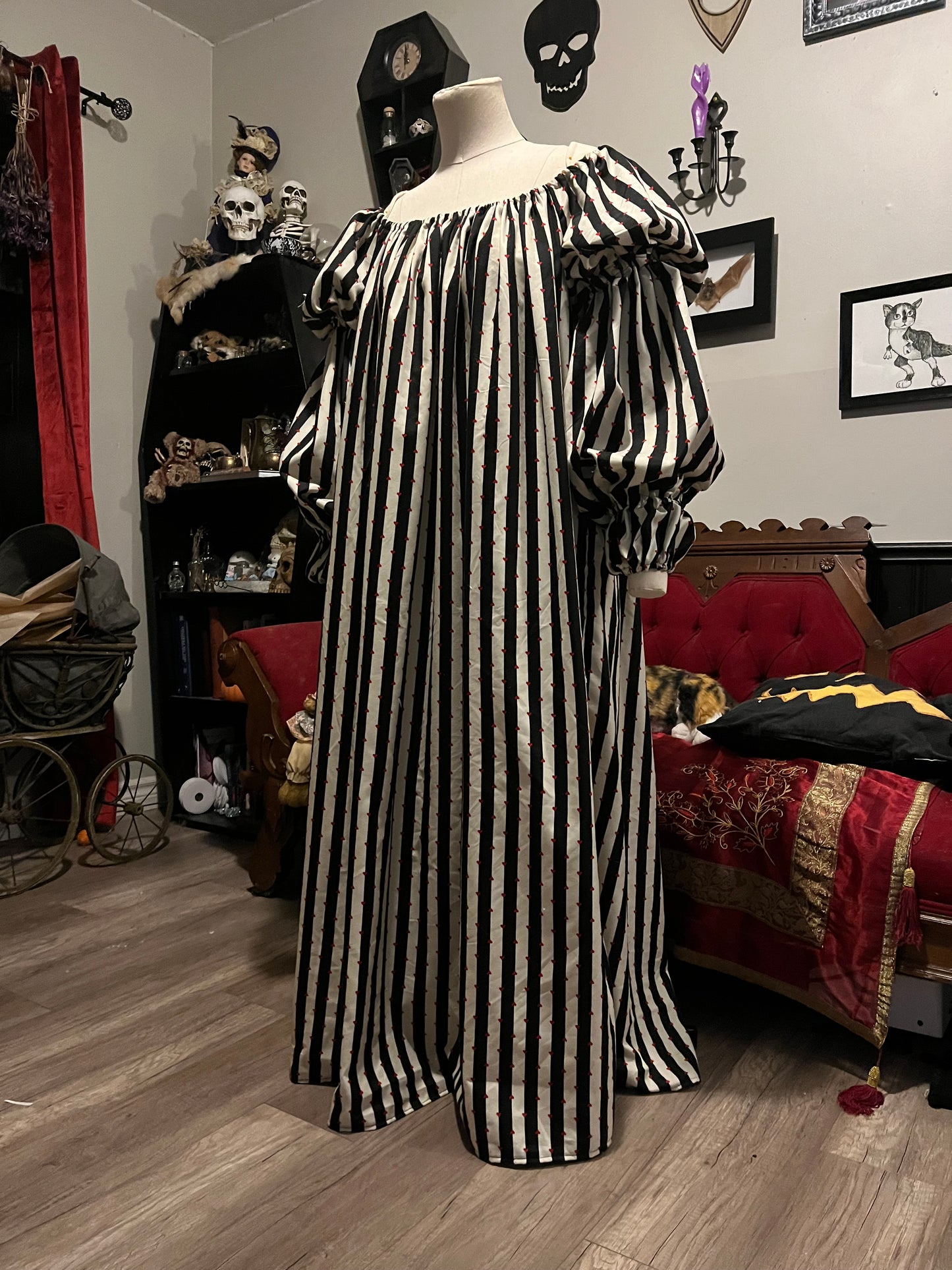 Stripes and hearts upcycled chemise S-L