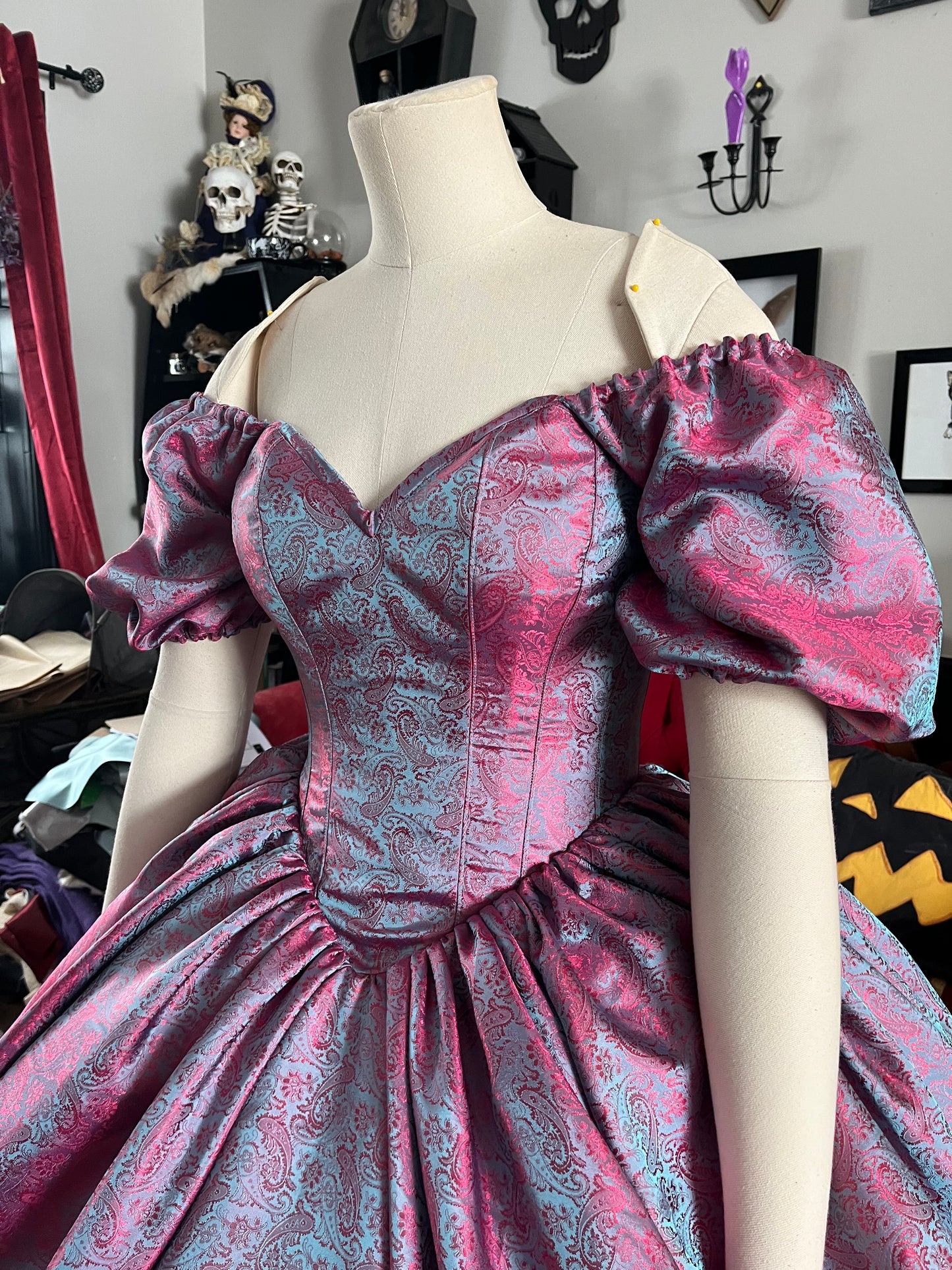 Pink and Blue colour shift corset gown
