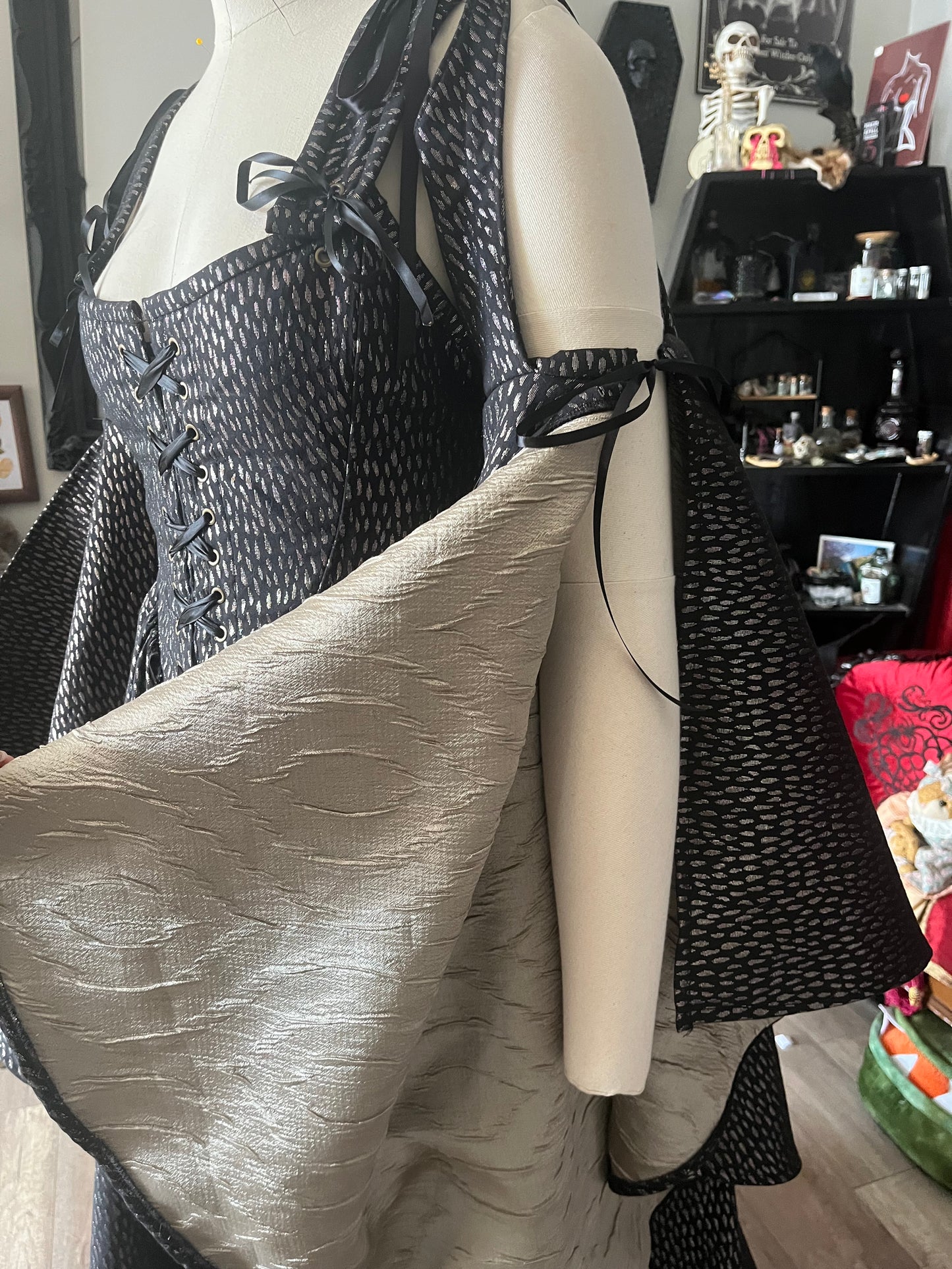 Copper and Black Corset over dress - 2 sizes available