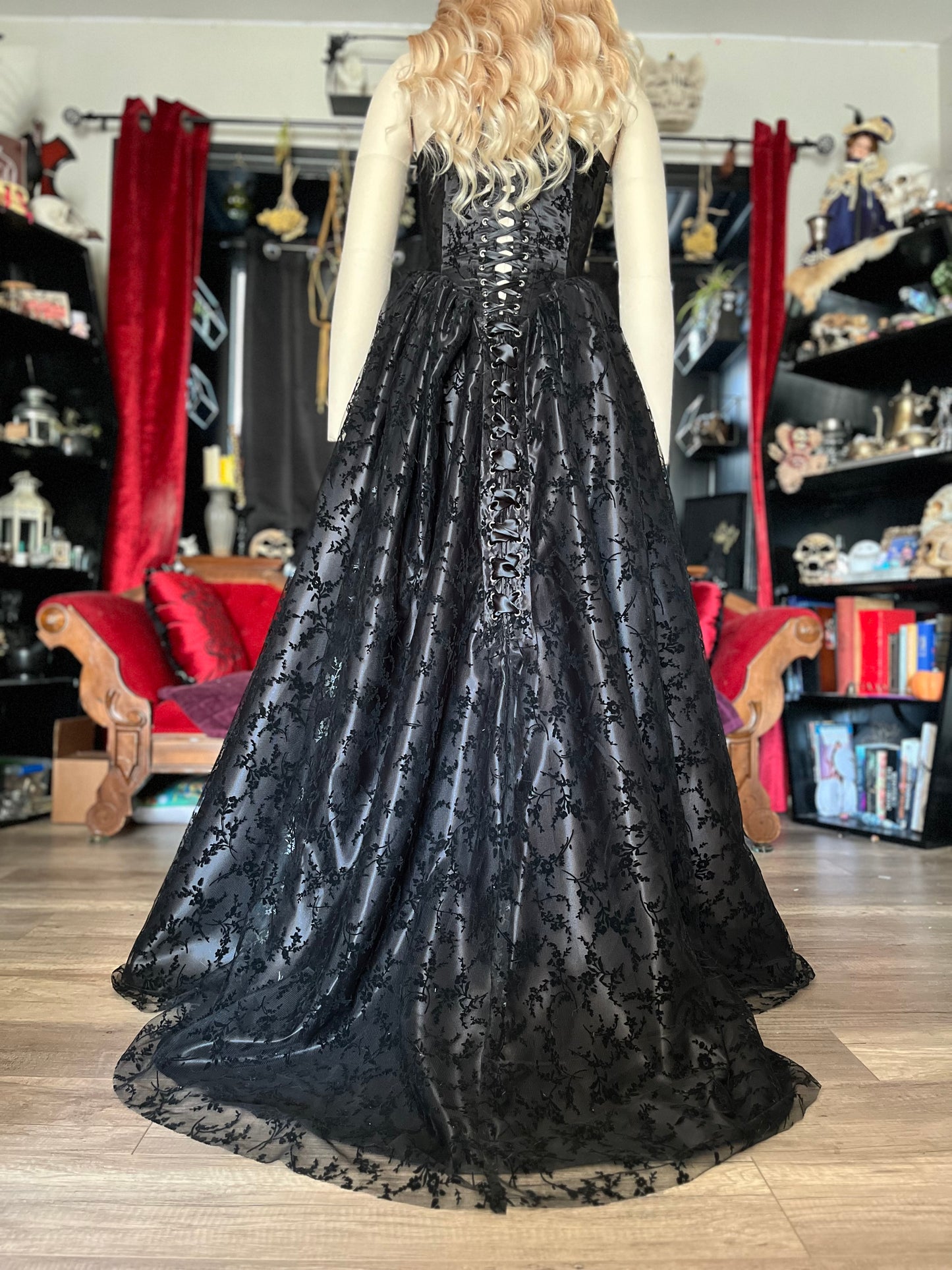 Persephone Gown in Black Velvet - 26” and 32” (medium and XL)