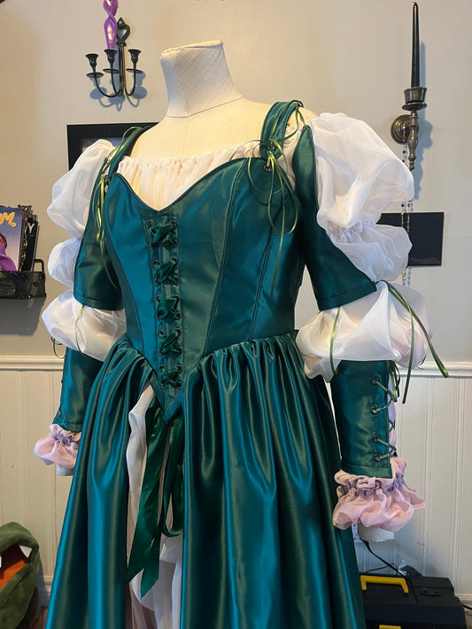 Corset Over Dress - Large Forest Green with 2 piece sleeves