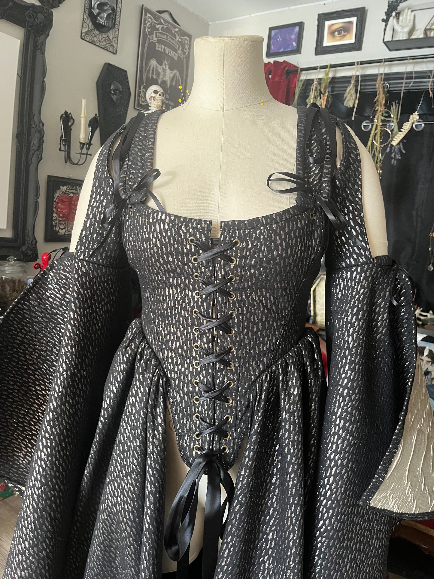 Copper and Black Corset over dress - 2 sizes available