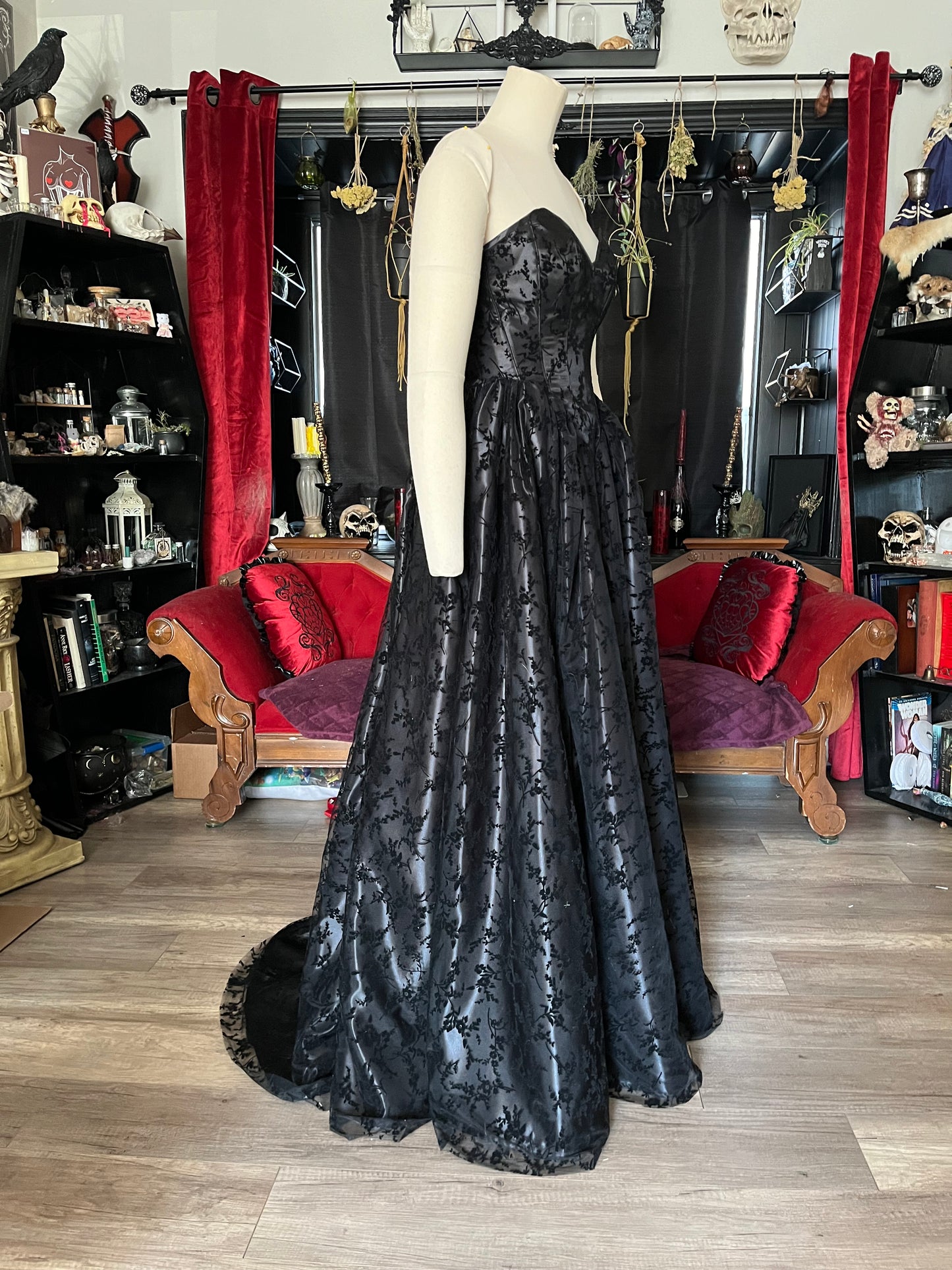 Persephone Gown in Black Velvet - 26” and 32” (medium and XL)