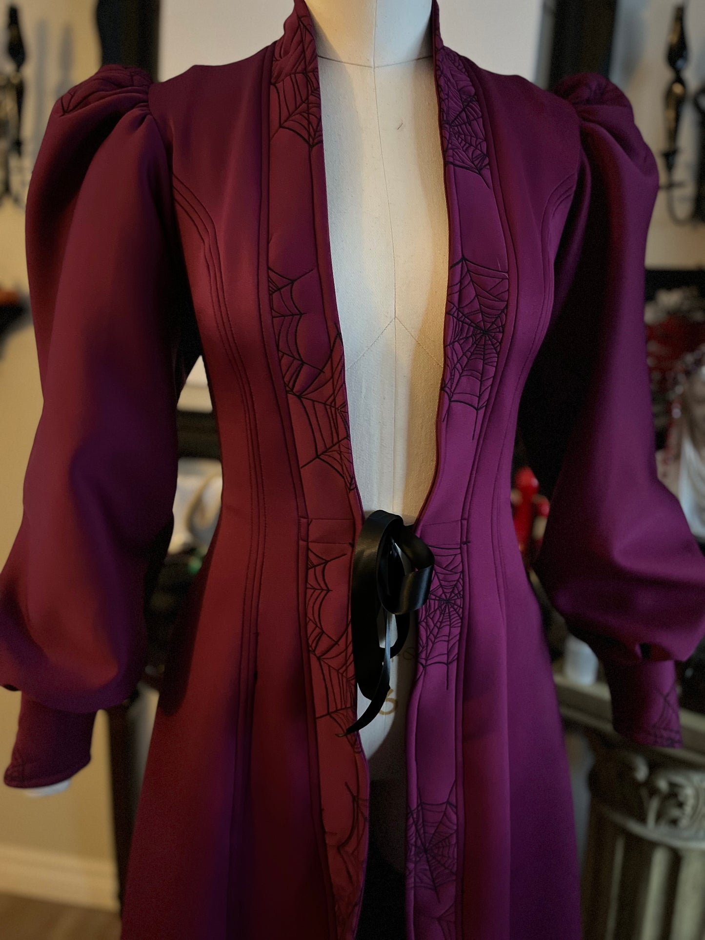 Spiderweb Plum Duster Coat