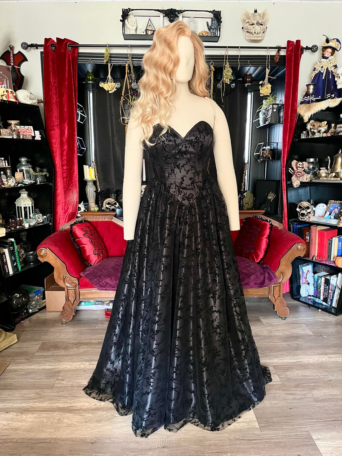 Persephone Gown in Black Velvet - 26” and 32” (medium and XL)