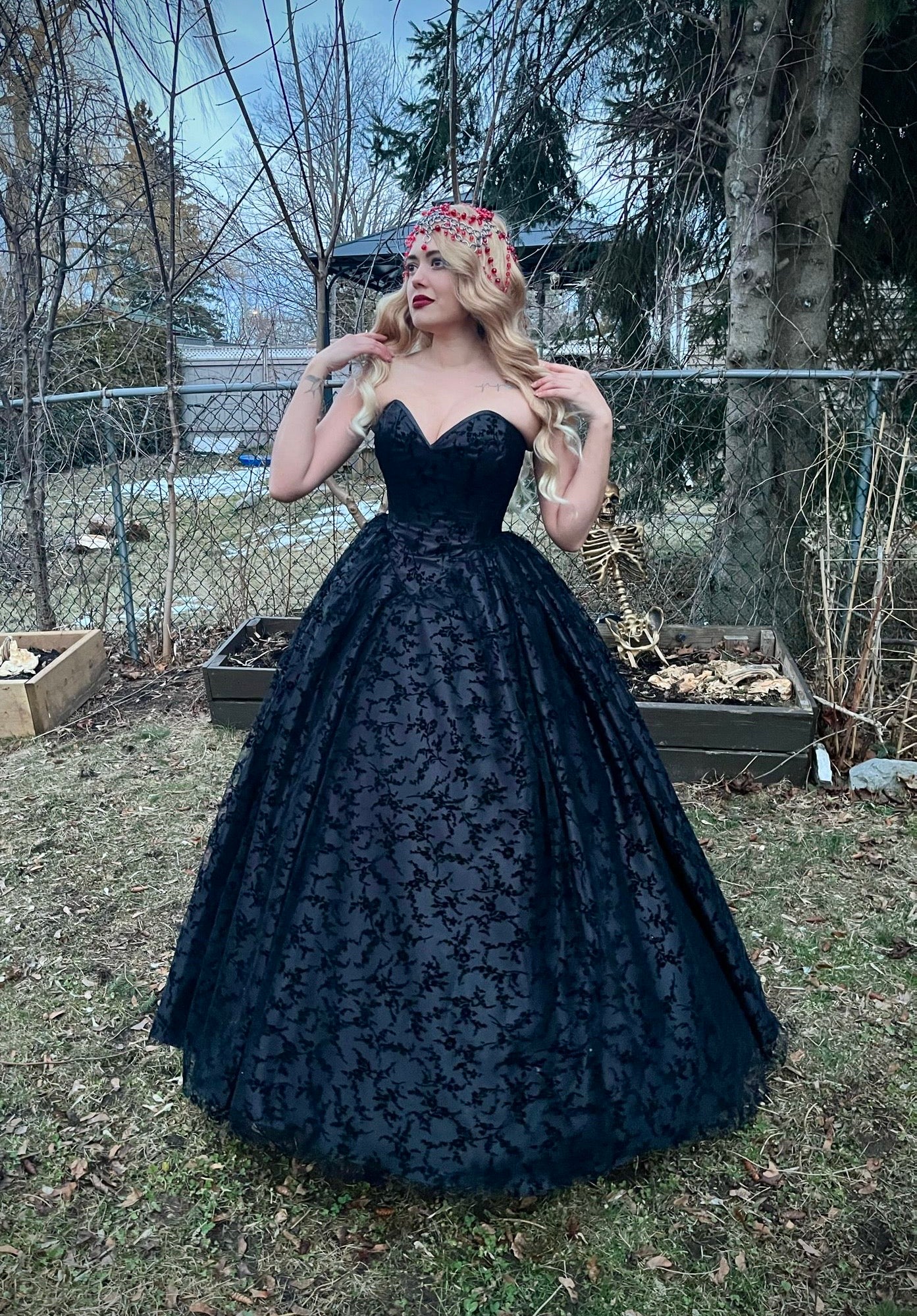 Persephone Gown in Black Velvet - 26” and 32” (medium and XL)