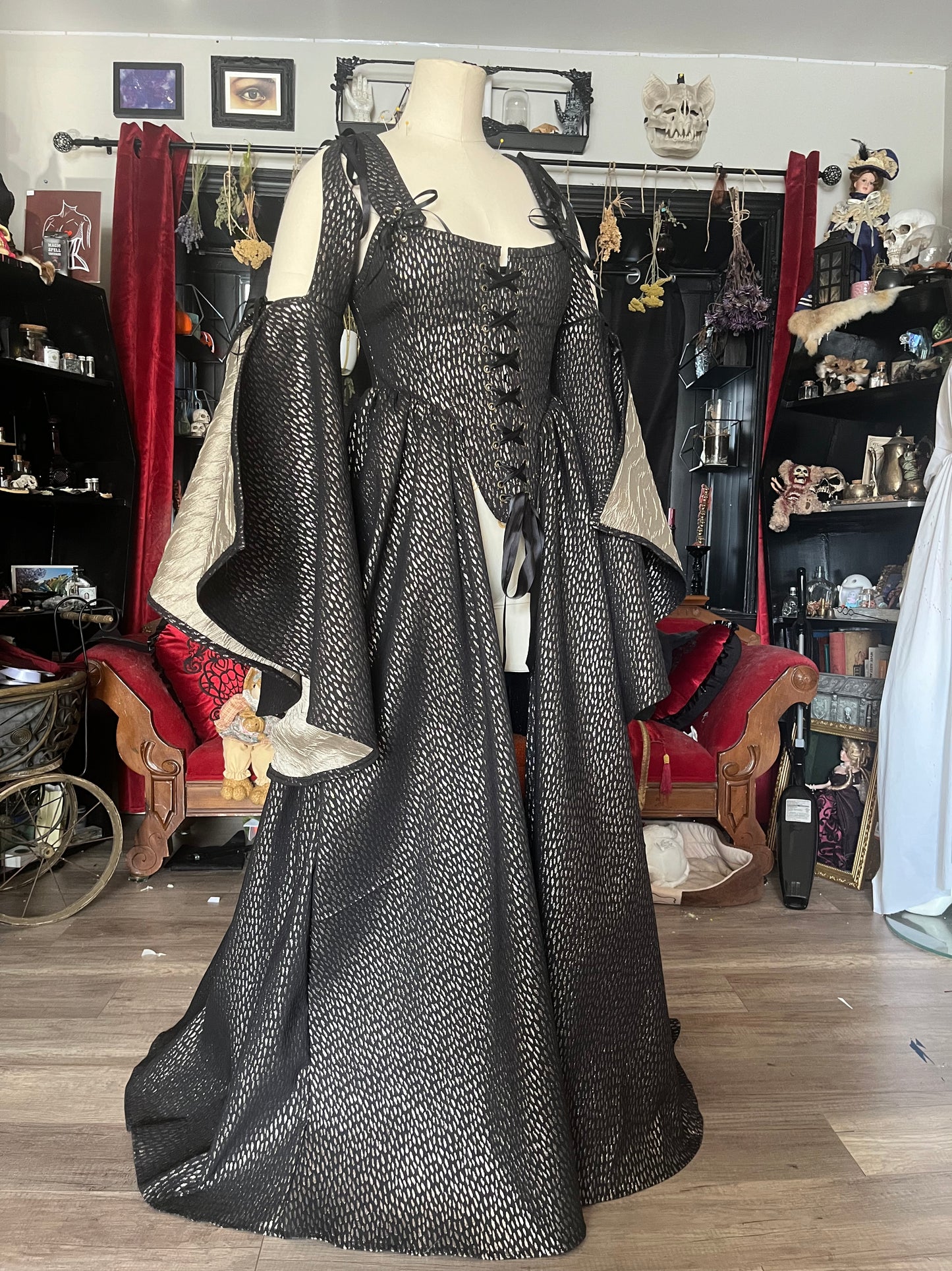 Copper and Black Corset over dress - 2 sizes available