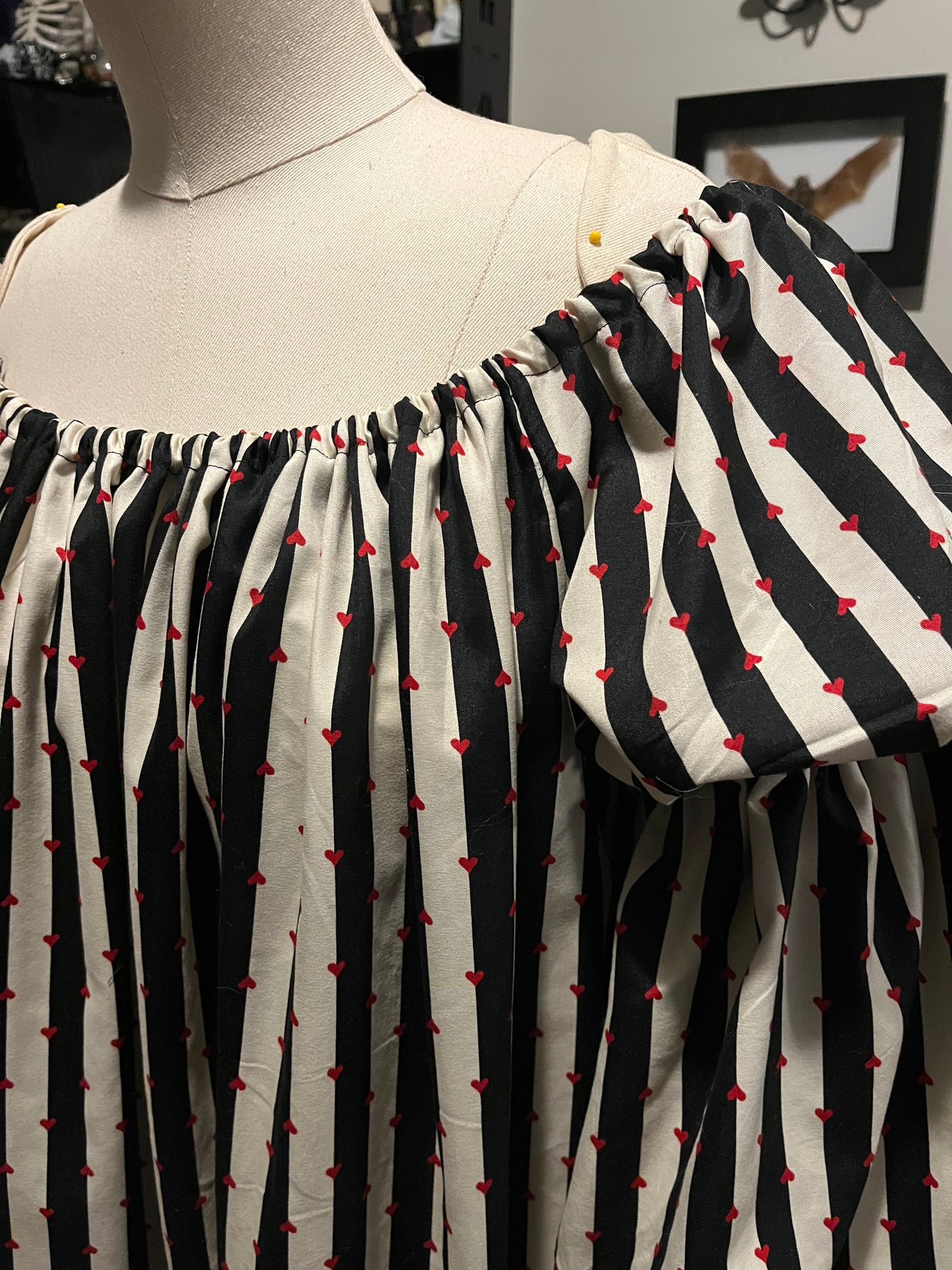 Stripes and hearts upcycled chemise S-L