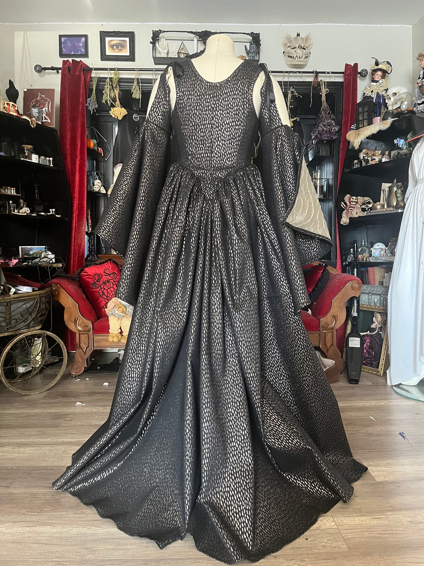 Copper and Black Corset over dress - 2 sizes available