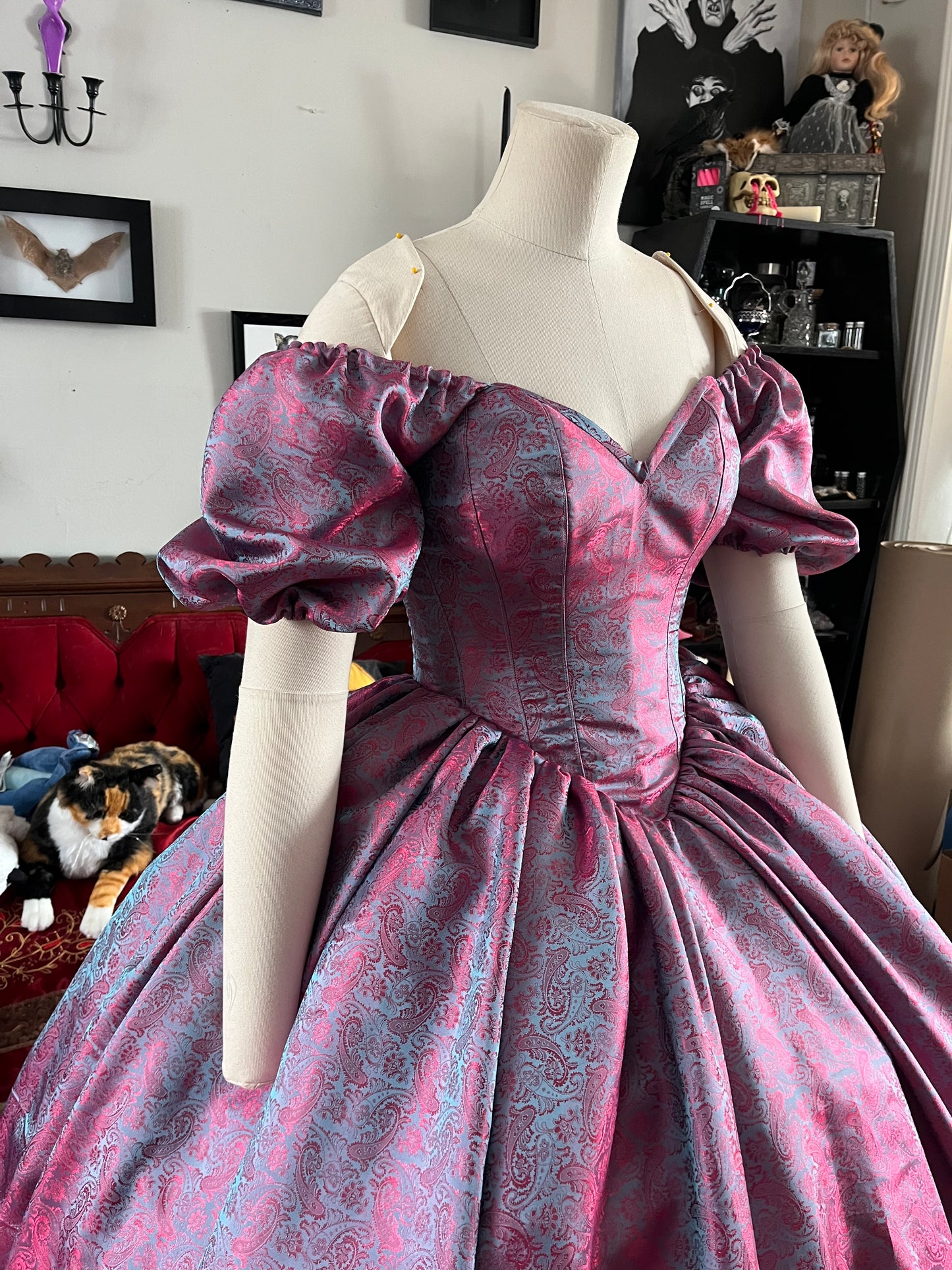 Pink and Blue colour shift corset gown