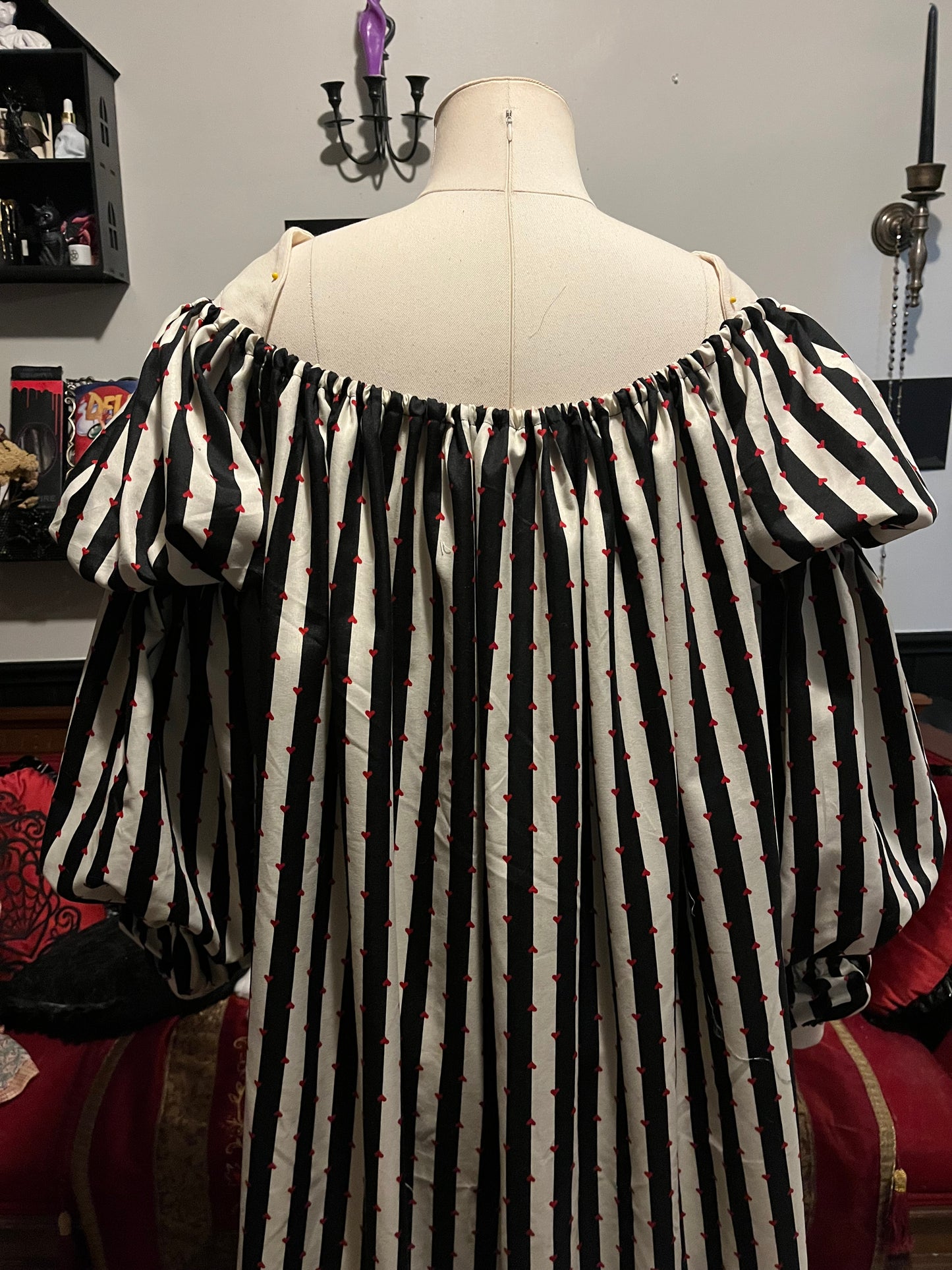 Stripes and hearts upcycled chemise S-L