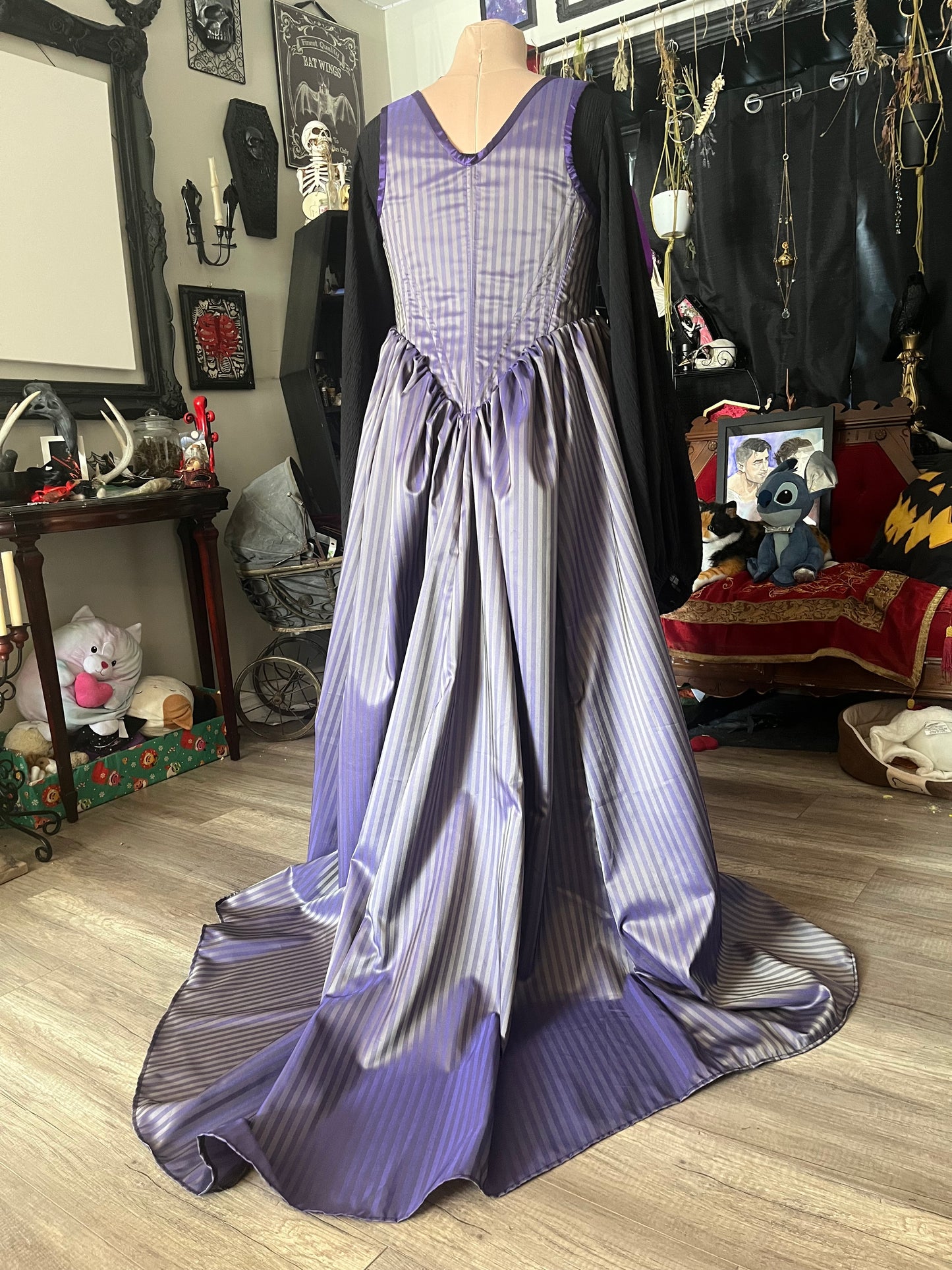 Corset Over Dress - Purple stripes - 2XL