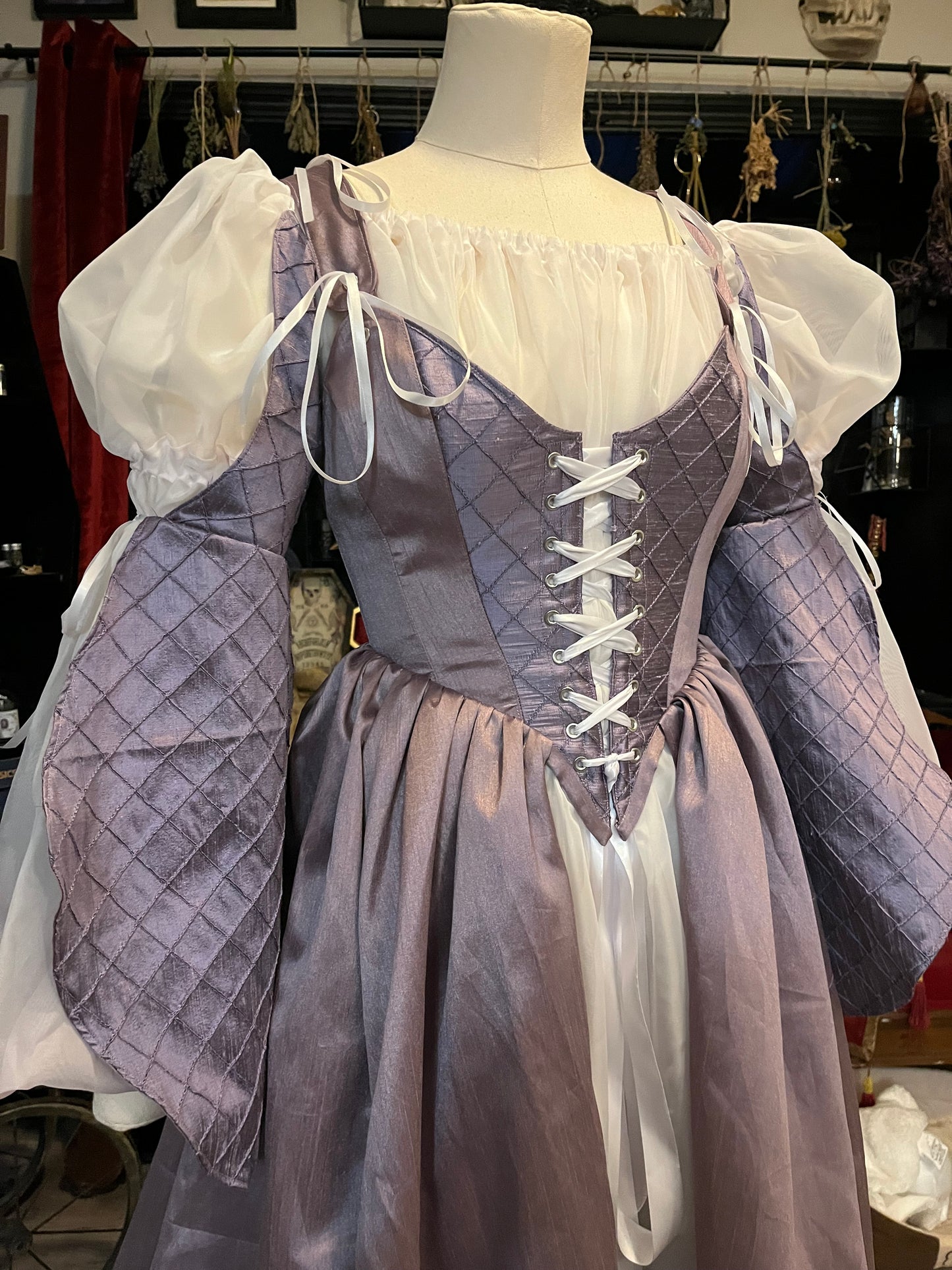 Corset Over Dress - Small Lilac with draped sleeves