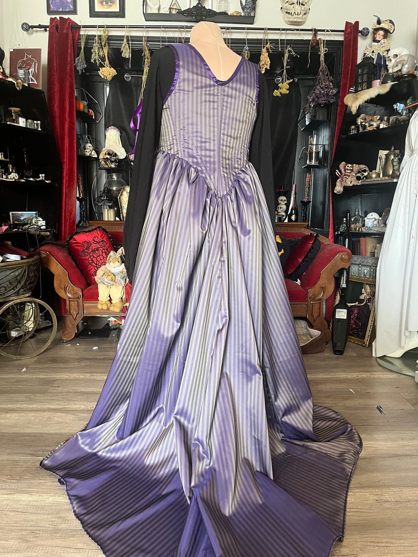 Corset Over Dress - Purple stripes - 2XL
