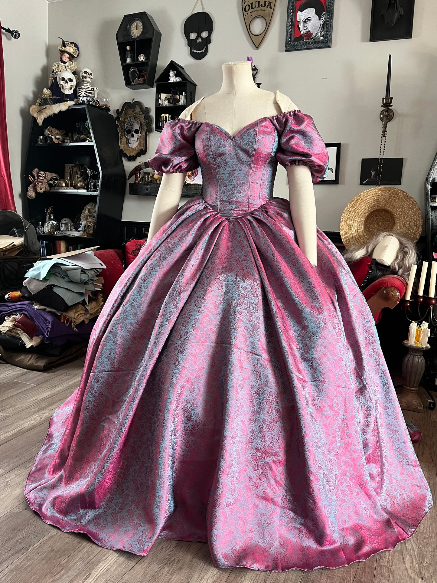 Pink and Blue colour shift corset gown