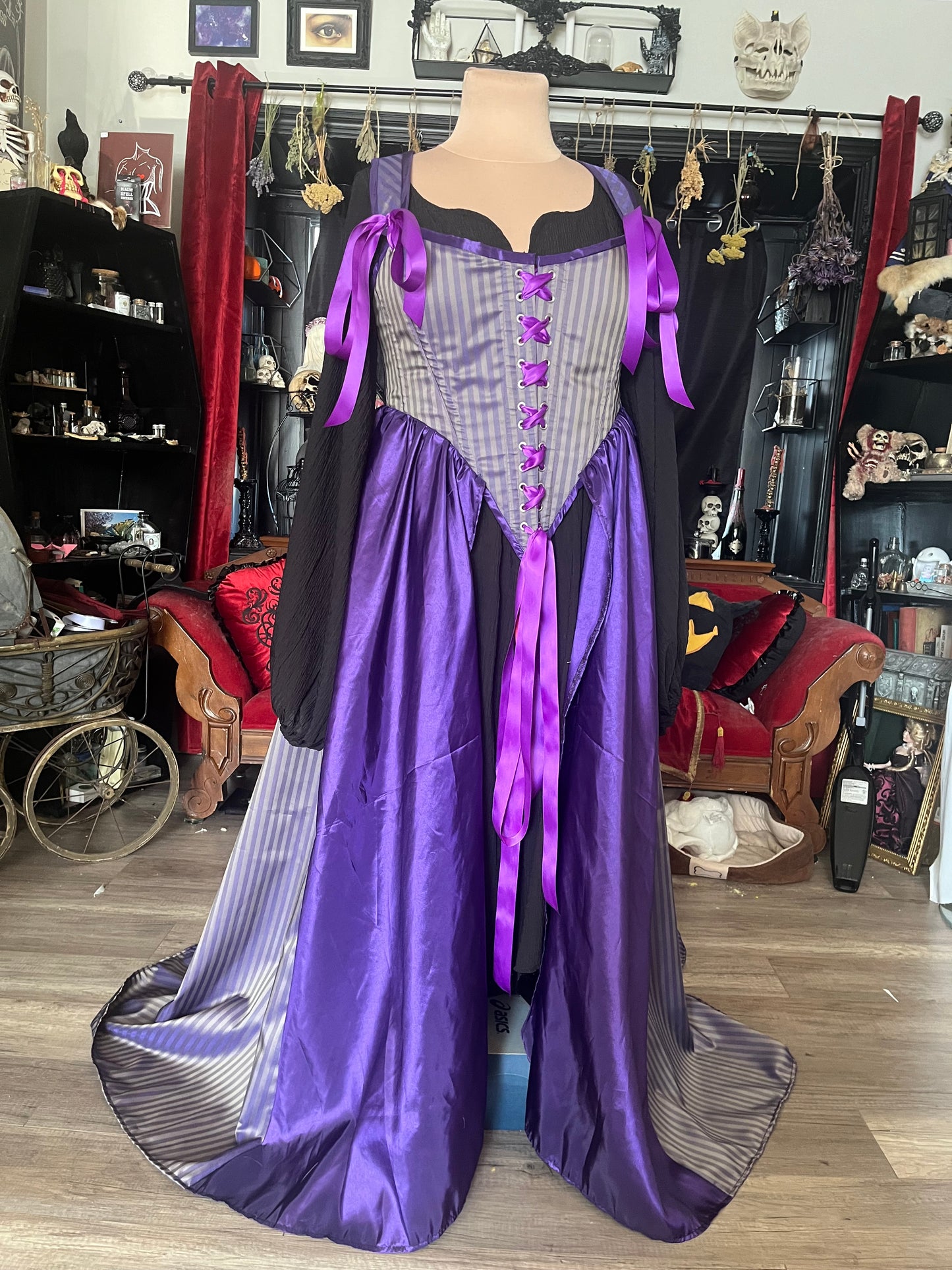 Corset Over Dress - Purple stripes - 2XL