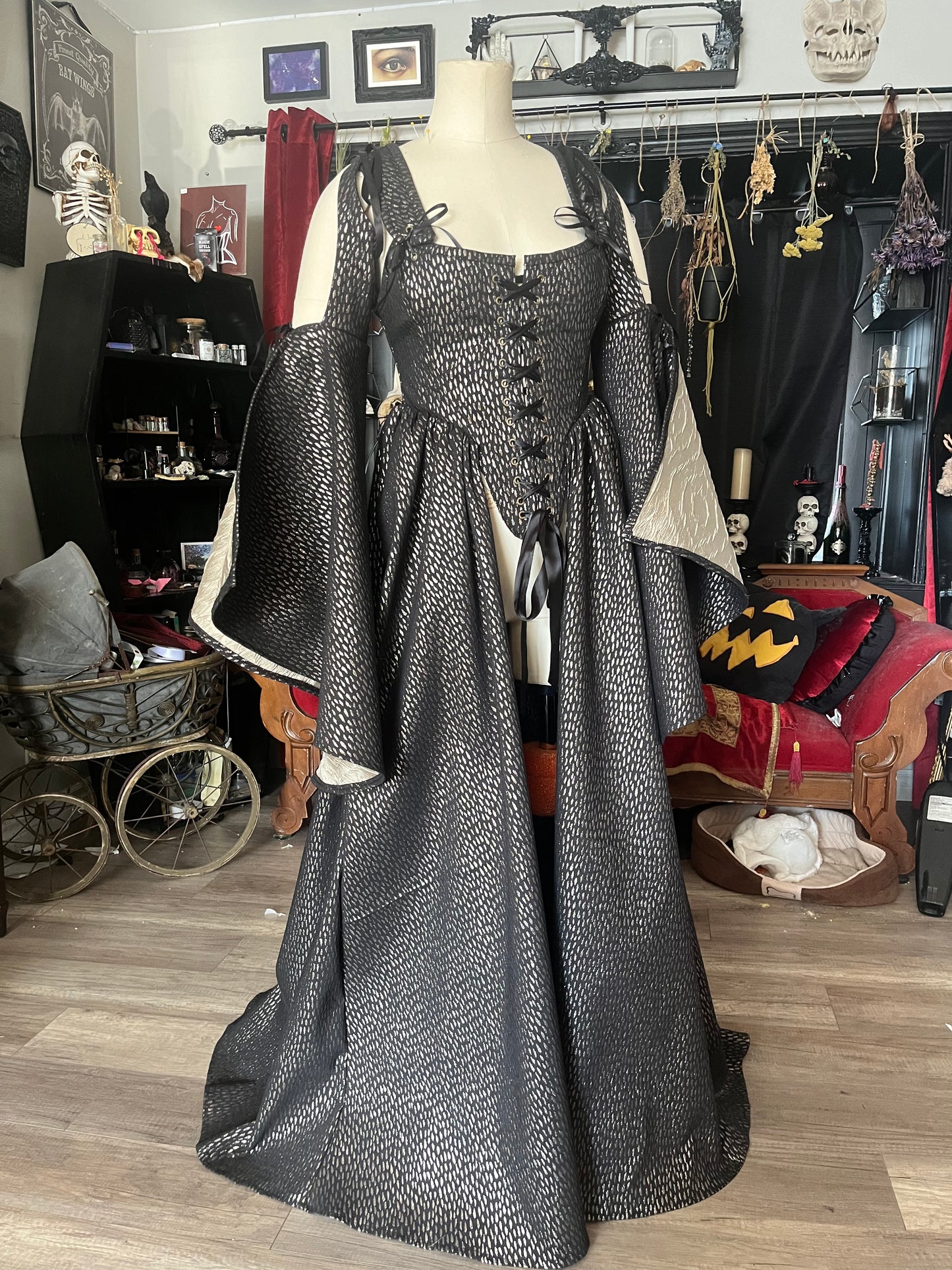 Copper and Black Corset over dress - 2 sizes available