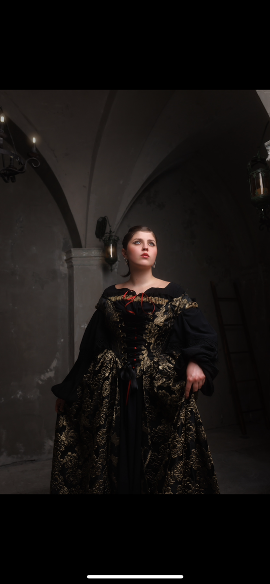 Gold Roses off the shoulder corset over dress - Medium