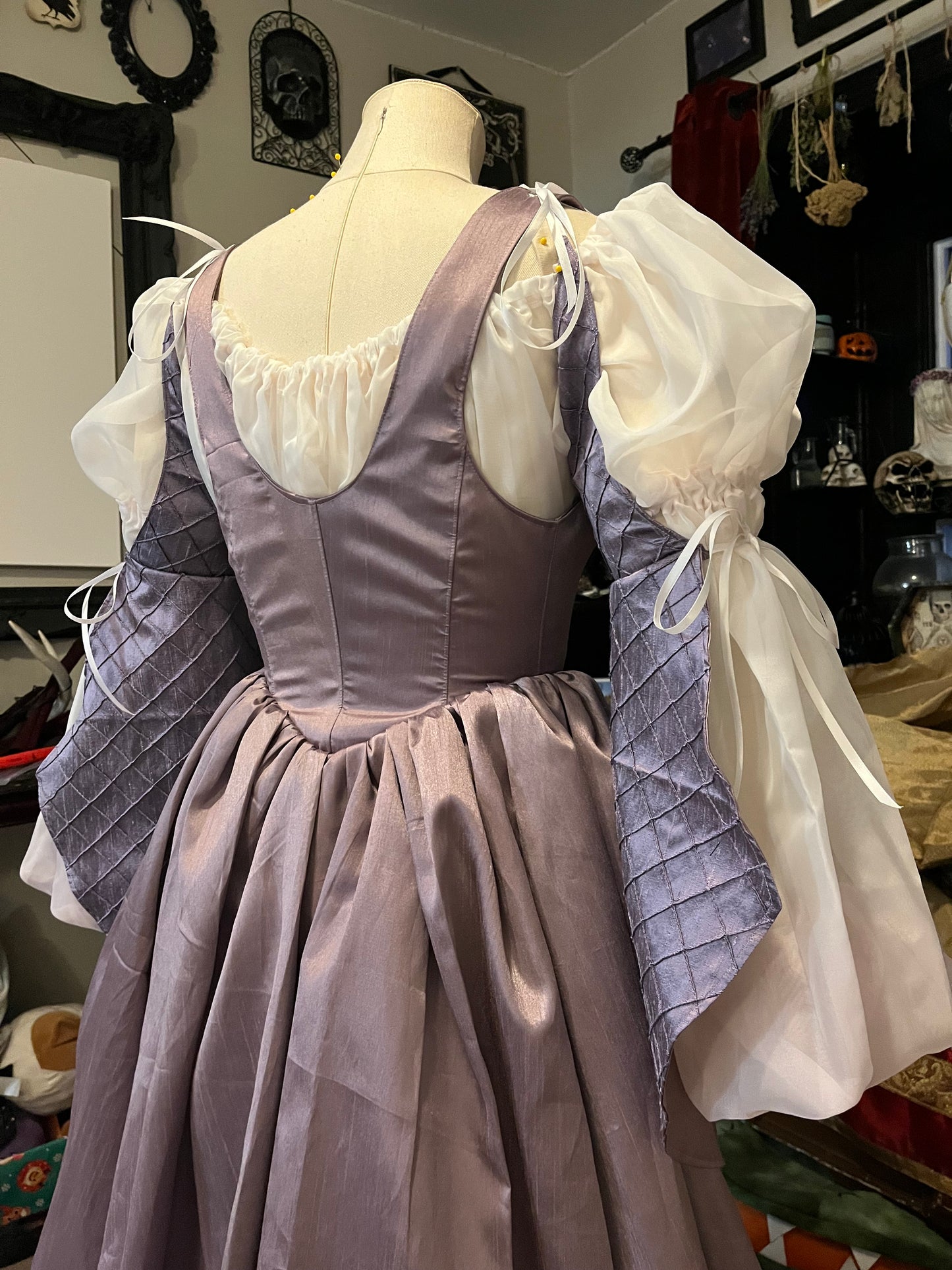 Corset Over Dress - Small Lilac with draped sleeves