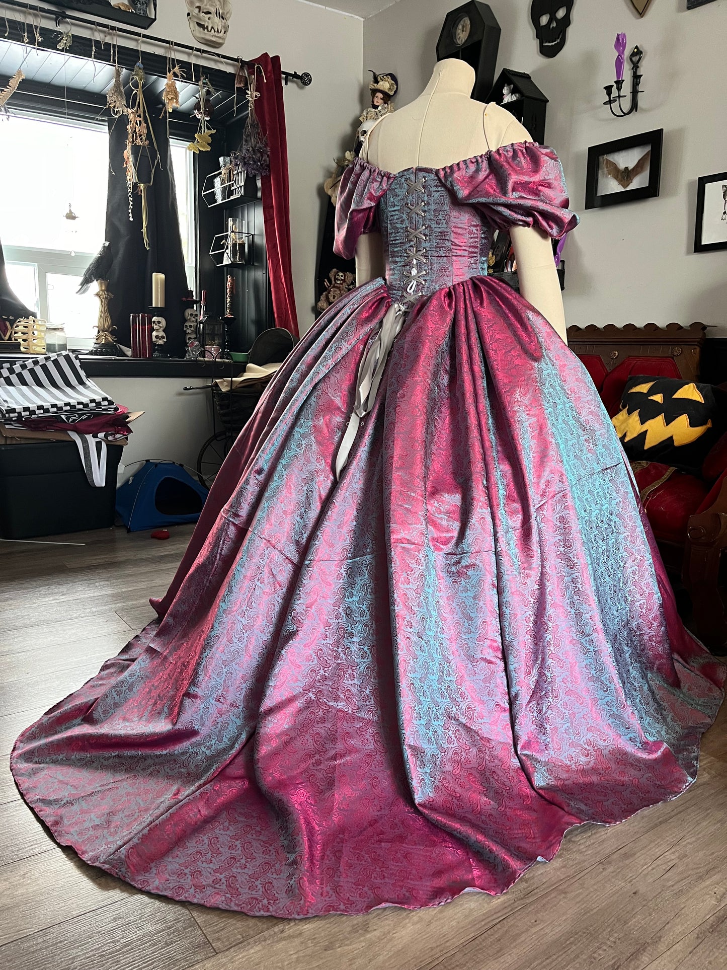 Pink and Blue colour shift corset gown