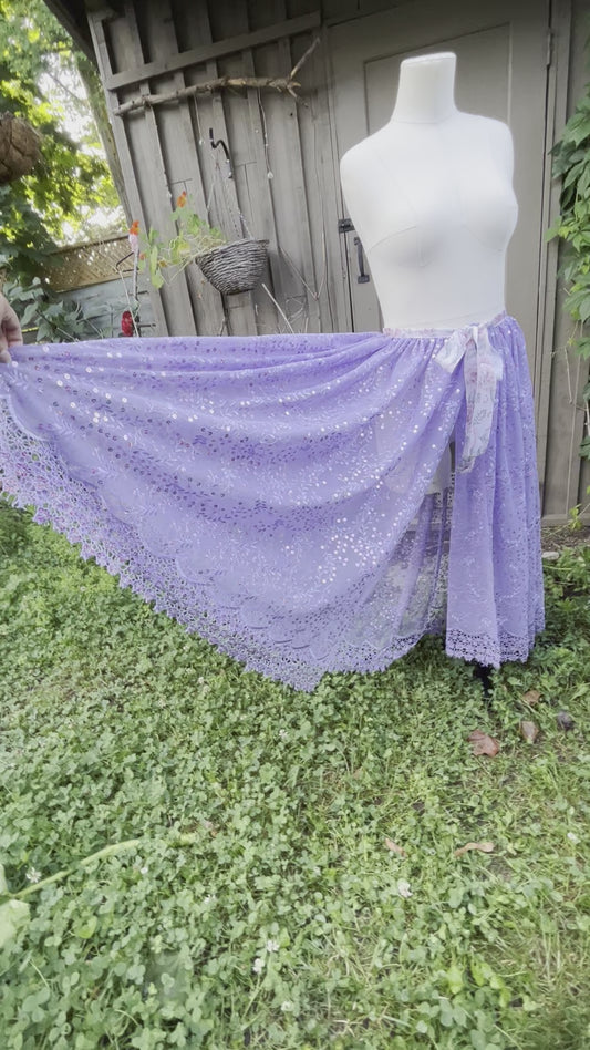 Lilac over skirt - calf length - adjustable waist